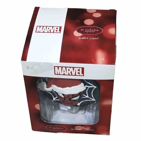 NIB St Nicholas Square Night Light Marvel Spiderman Christmas Hat Nightlight NEW - Picture 6 of 7